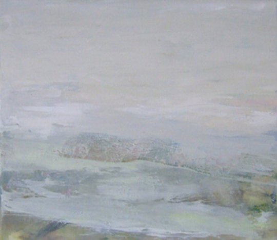 Landskab, morgen 2005. Akryl på lærred 30 x 35 cm.