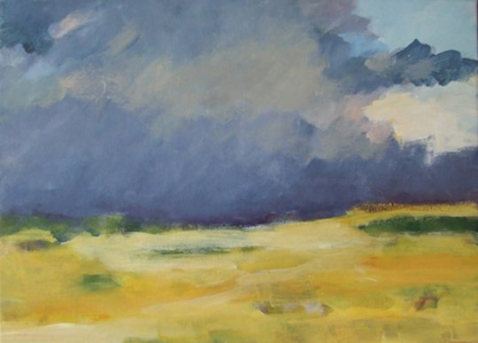 Før regn. 2007. Akryl på lærred 43 x 60 cm.