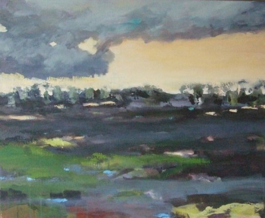 Landskab II 2008. Akryl på lærred 65 x 80 cm.