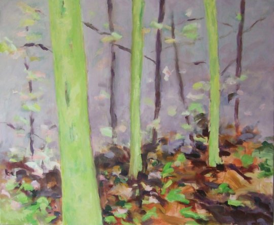 Skoven, forår 2012. Akryl på lærred 60 x 80 cm.