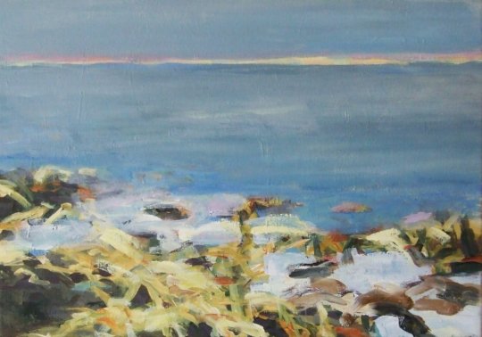 Søen, vinter V 2010. Akryl på lærred 45 x 65 cm.